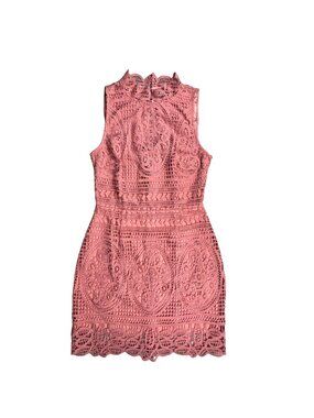 NWT Forever New Mauve Pink Geometric Lace Sheath Dress 4